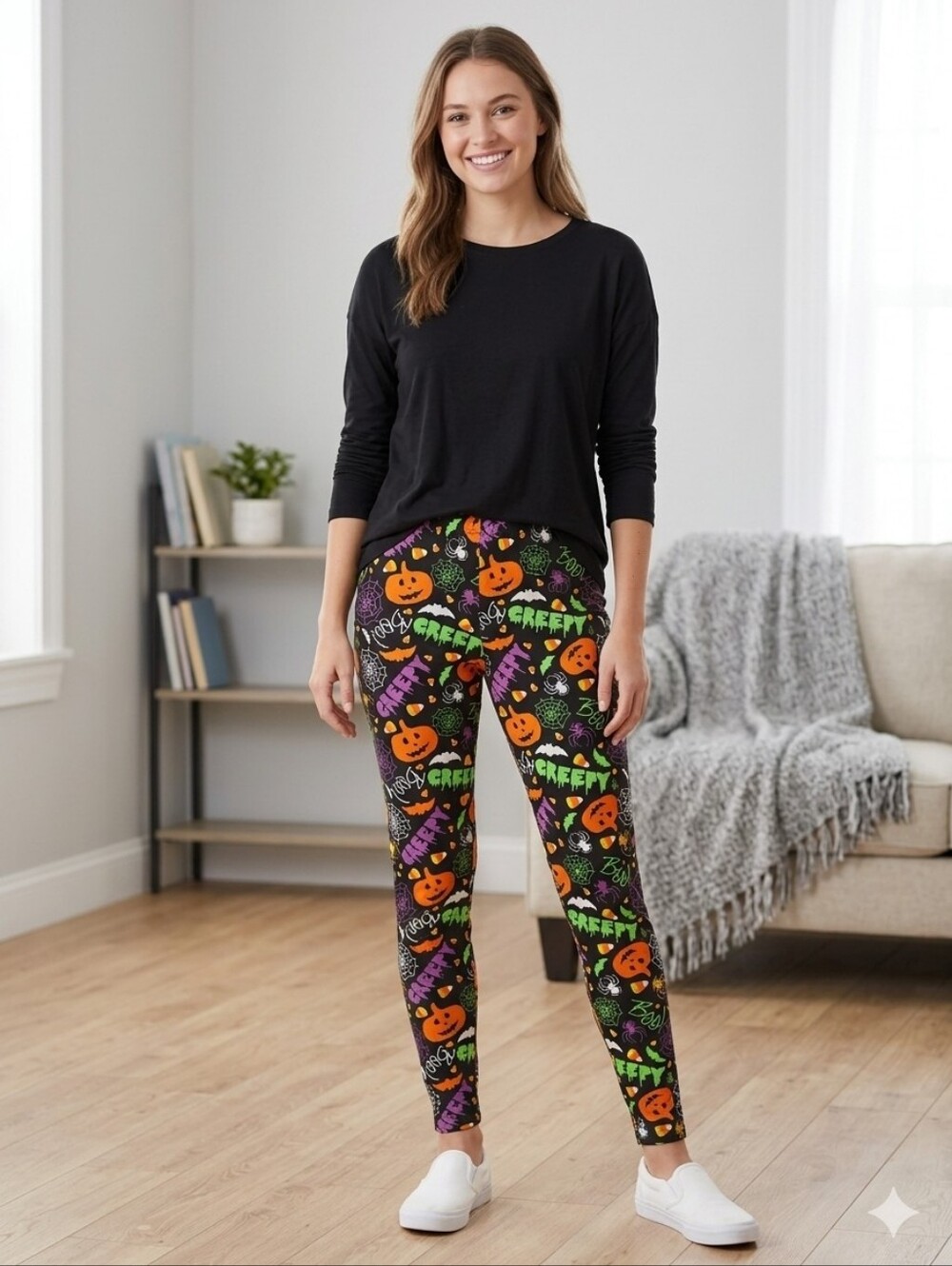 Pumpkin & Potions Halloween Leggings Women's Size Small Spooky Print